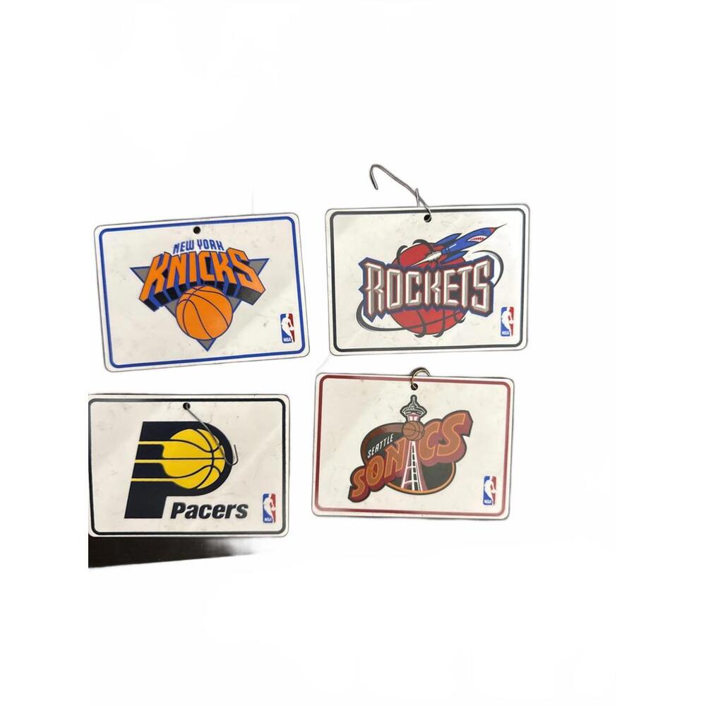 Vintage NBA Team Tags ornaments - Knicks, Rockets, Pacers, SuperSonics‎